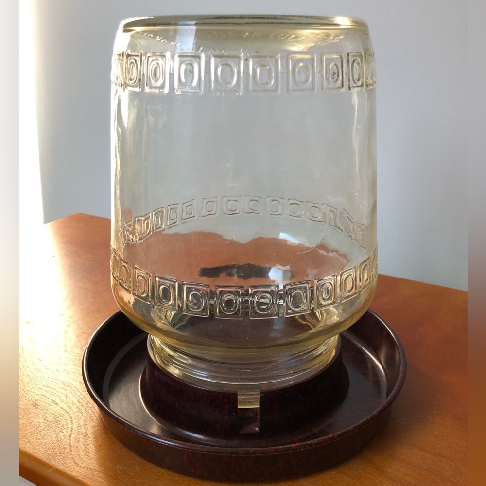 Vintage Antique 1940’s Farmhouse Chicken Glass Waterer Garden Decor